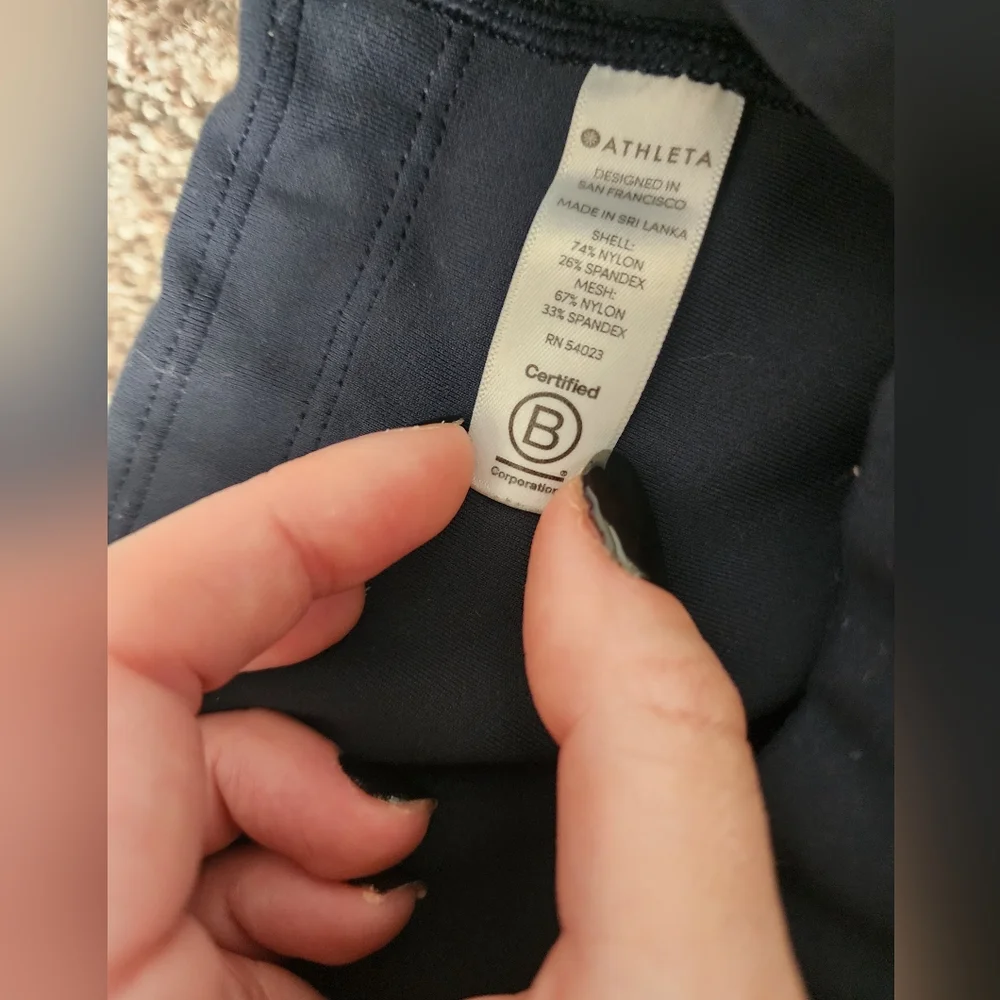 Athleta All In Navy Tights Leggings Size Small With Stash Pockets - Picture 5 of 8